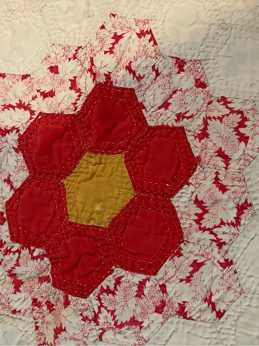 Vintage Grandmothers Flower Garden Patchwork Quilt Multicolor Flowers Queen Size